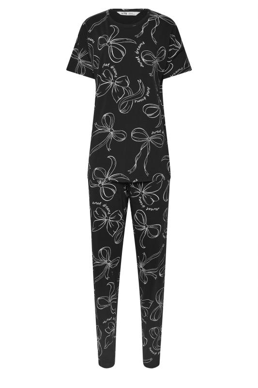 LTS Tall Black Bow Print ' Sweet Dreams' Slogan Pyjama Set | Long Tall Sally 5