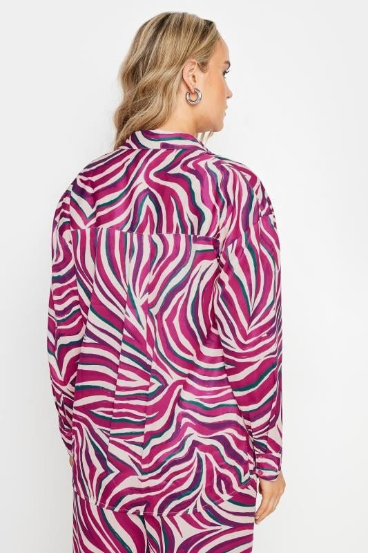 LTS Tall Purple Zebra Print Satin Shirt | Long Tall Sally 6