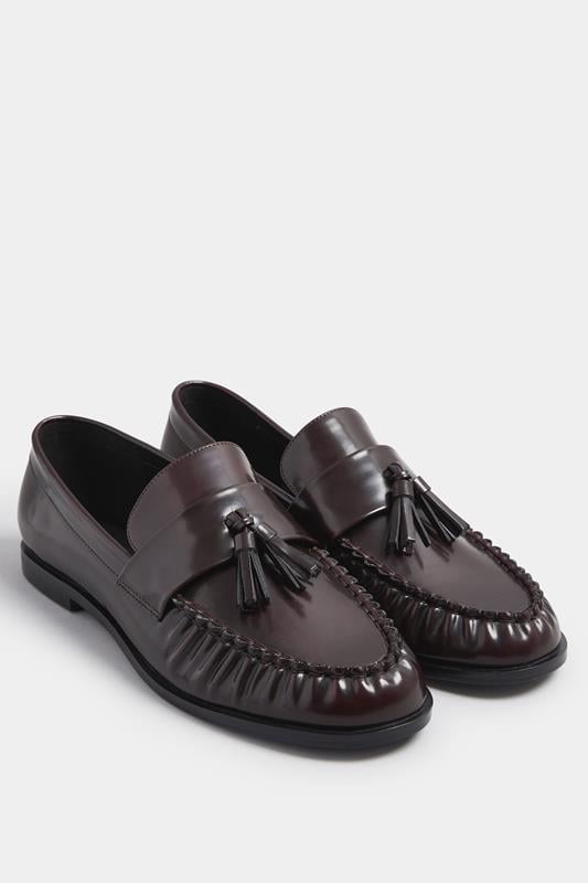 LTS Dark Red Patent Tassel Flat Loafers | Long Tall Sally 1