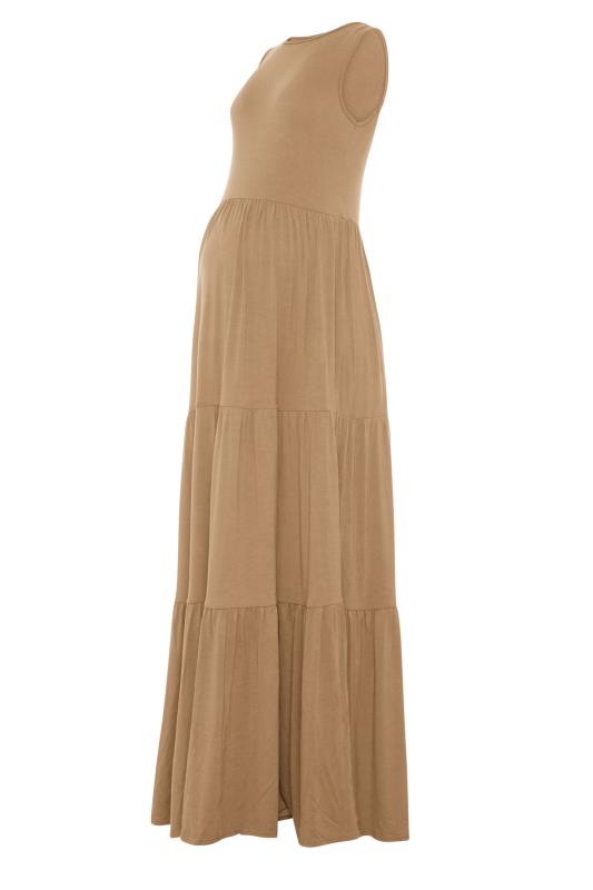 LTS Maternity Camel Brown Tiered Maxi Dress | Long Tall Sally  5