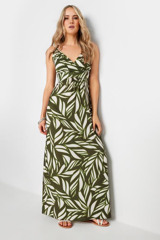 LTS Tall Women's Olive Green Leaf Print Maxi Dress | Long Tall Sally 1