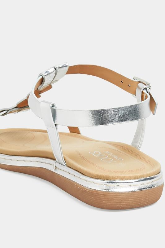 Silver Plaited Strap Sandals In Wide E Fit & Extra Wide EEE Fit | Yours Clothing 4