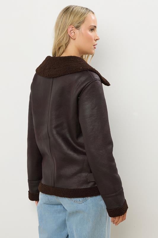 LTS Tall Chocolate Brown Aviator Jacket | Long Tall Sally 5