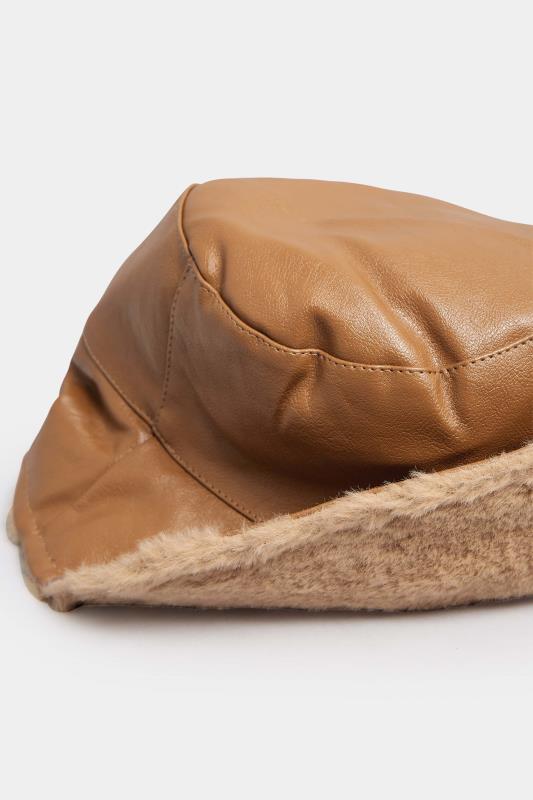 Tan Faux Leather Bucket Hat | Yours Clothing 3