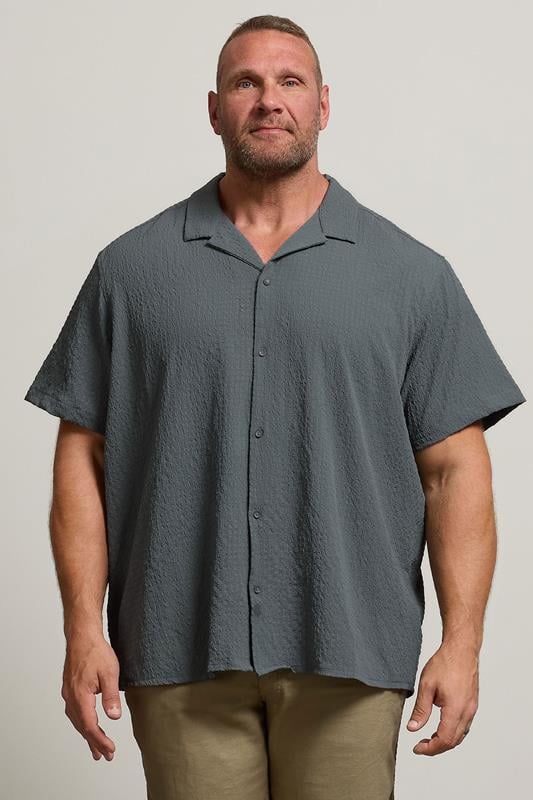 Men's  JACK & JONES Big & Tall Green Textured Resort Shirt