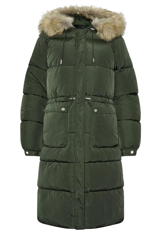 LTS Tall Khaki Green Padded Midi Coat | Long Tall Sally 1