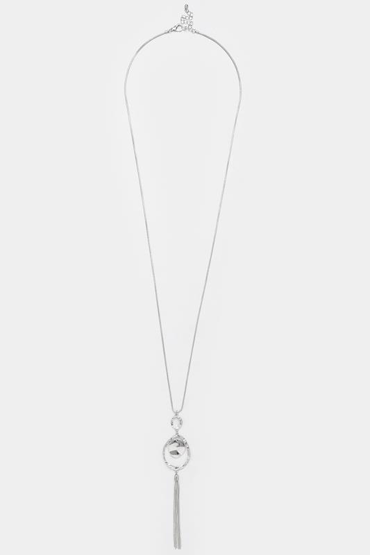 Silver Tone Long Drop Pendant Necklace | Yours Clothing 2