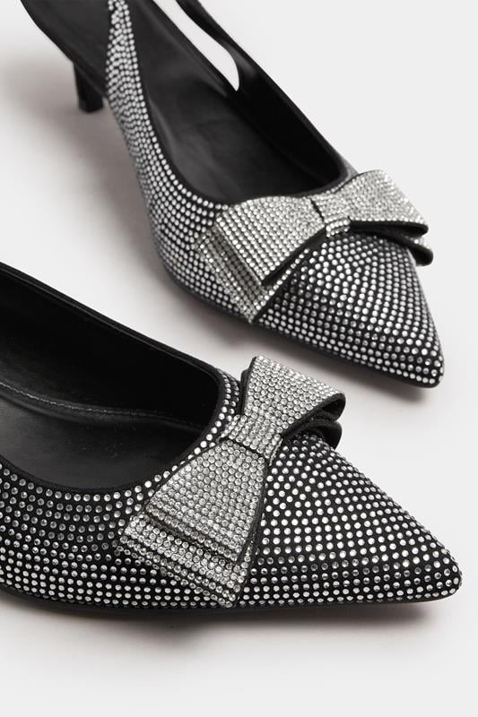 LTS Black Diamante Sparkle Slingback Heels In Standard Fit | Long Tall Sally 4