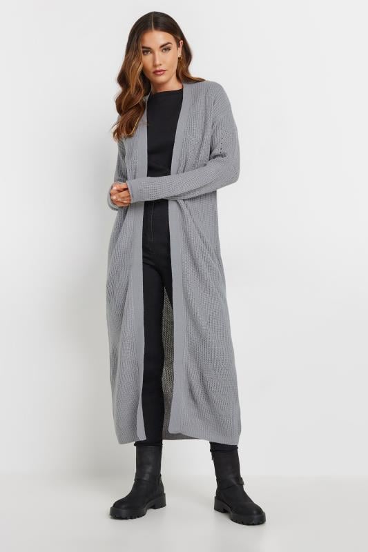 LTS Tall Womens Grey Longline Ribbed Cardigan | Long Tall Sally  1