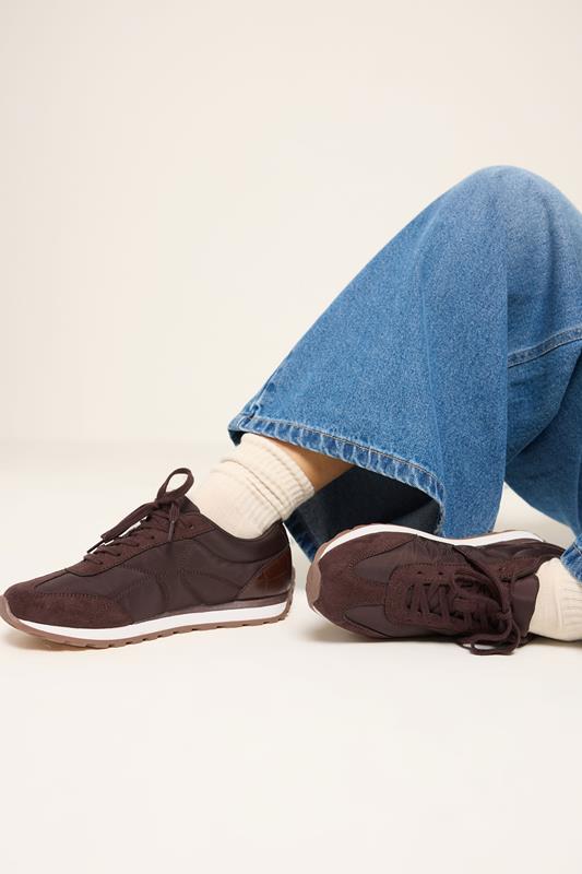 Burgundy Red Quilted Trainers In Wide E Fit | Yours Clothing 1