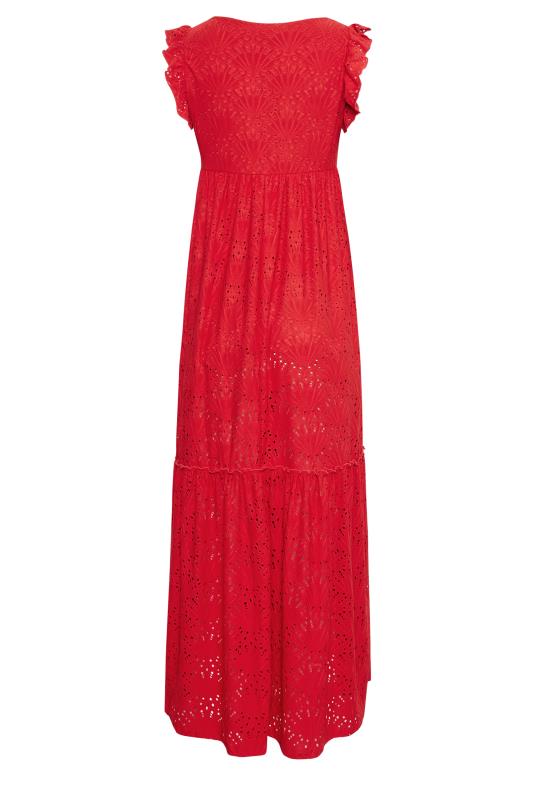 LTS Tall Red Broderie Anglaise Frill Maxi Dress | Long Tall Sally 7