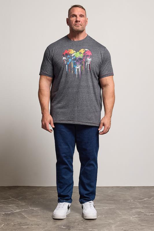 D555 Big & Tall Burgundy Grey Skull Drip Graphic Print T-Shirt | BadRhino 1