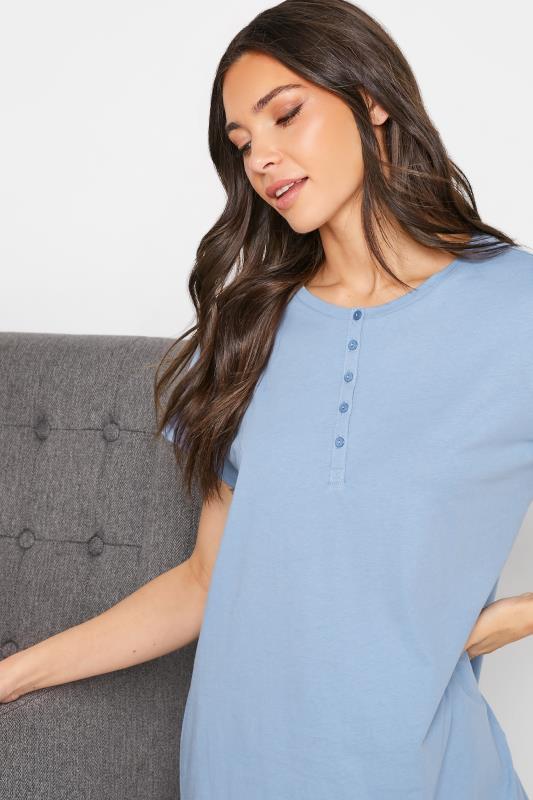 LTS Tall Women's Blue Button Placket Cotton Pyjama Top | Long Tall Sally  4