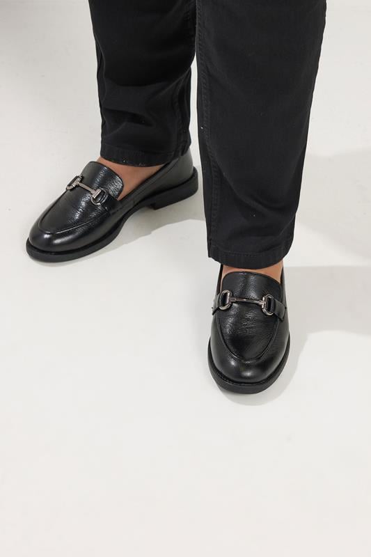  Yours Black Metal Trim Loafers In Wide E Fit