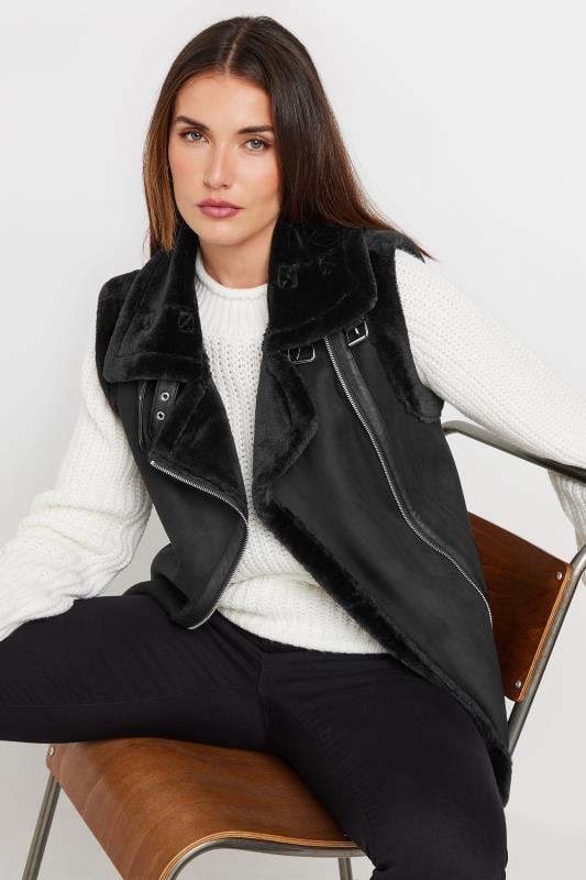 LTS Tall Women's Black Aviator Gilet Jacket | Long Tall Sally 1