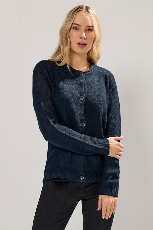 Tall  LTS Tall Navy Blue Knitted Button Cardigan