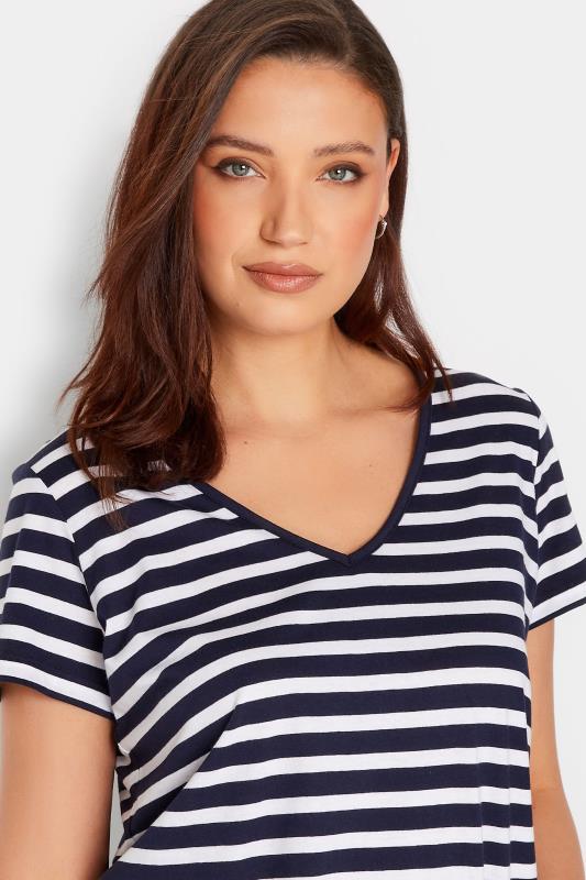 LTS Tall Womens 2 PACK Navy Blue & Coral Pink Stripe V-Neck T-Shirts | Long Tall Sally 6