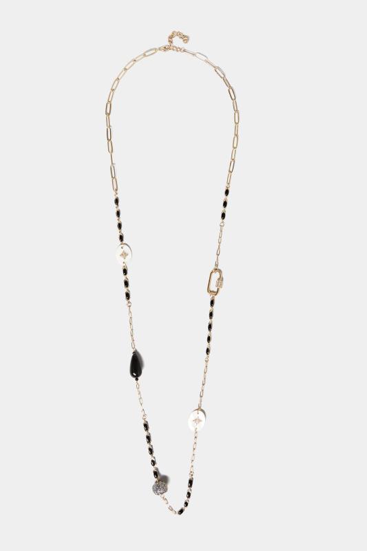 Black Beaded Long Chain Necklace | Yours Clothing 2