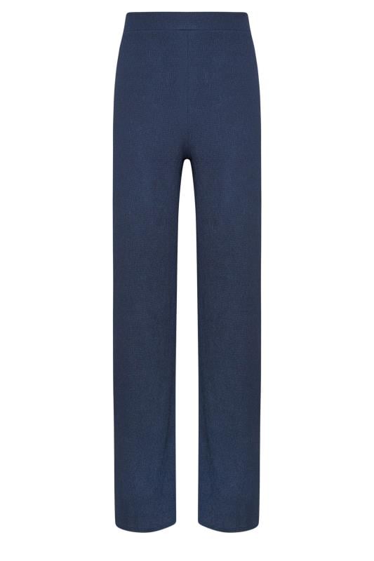 LTS Tall Navy Blue Wide Leg Textured Trousers | Long Tall Sally 5