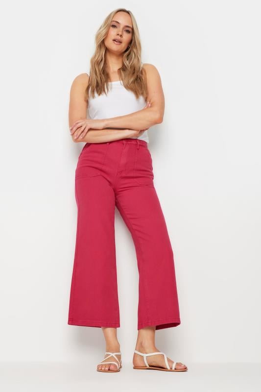 Tall  LTS Tall Bright Pink Cotton Twill Wide Leg Cropped Trousers