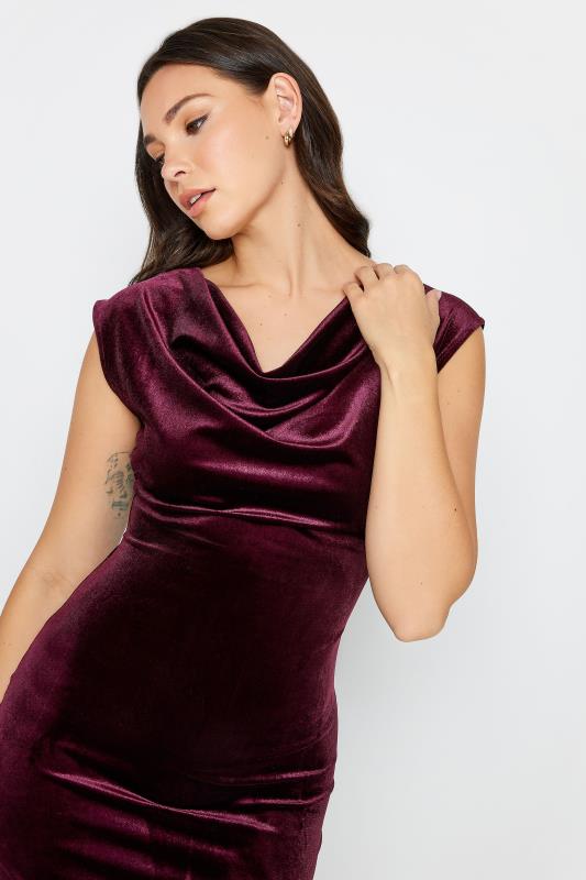 LTS Tall Berry Red Velour Bodycon Dress | Long Tall Sally  4