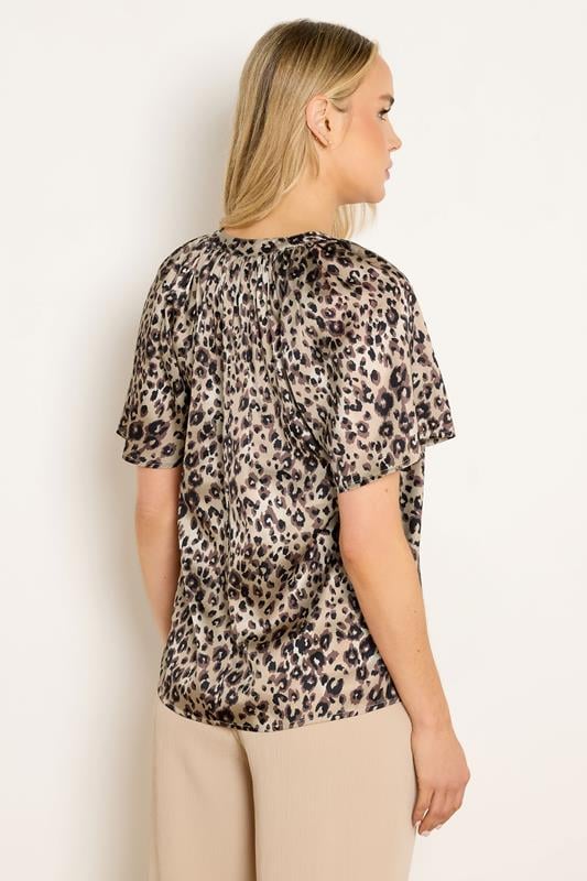 LTS Tall Women's Brown Leopard Print Satin Top | Long Tall Sally 2