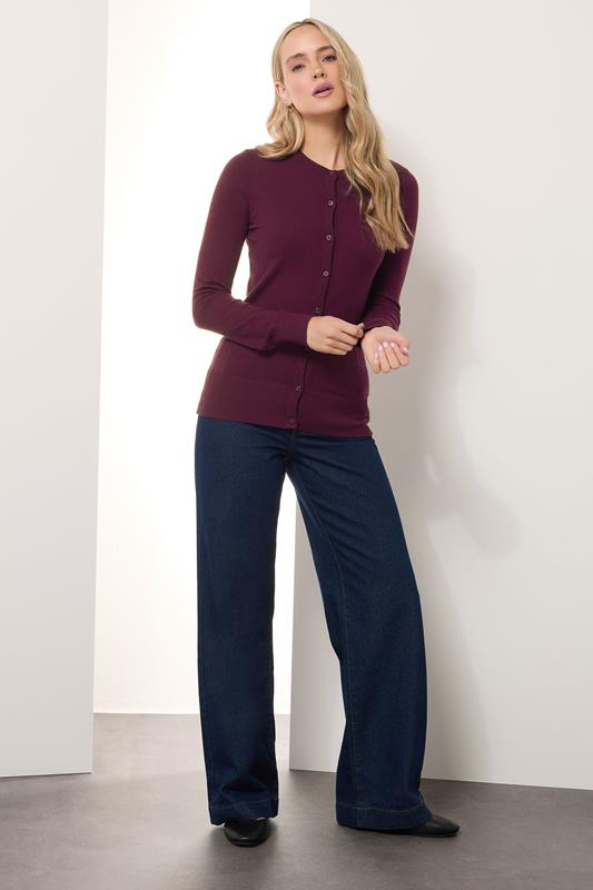 LTS Tall Cherry Red Crew Neck Button Cardigan | Long Tall Sally 2