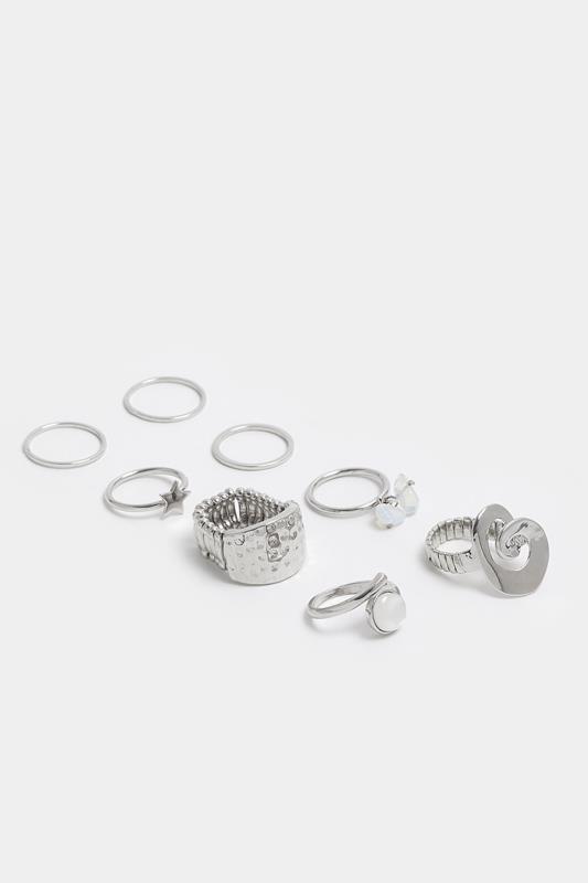 8 PACK Silver Tone Star Ring Set | Yours Clothing 3
