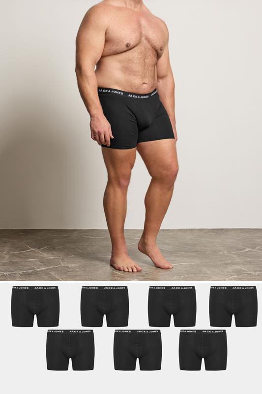JACK & JONES Big & Tall 7 PACK Black Branded Boxers