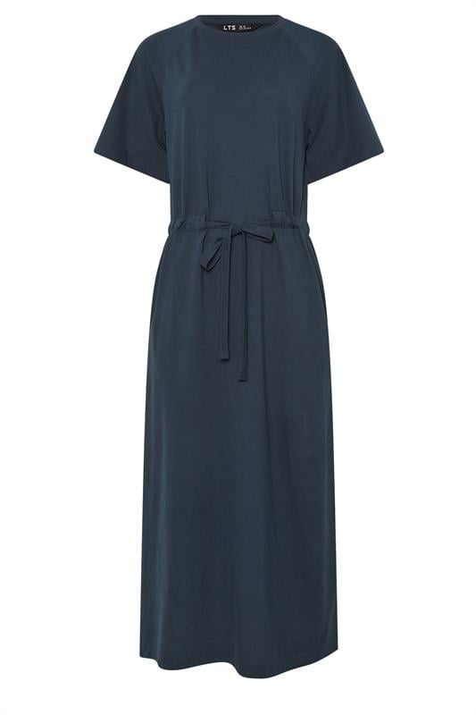 LTS Tall Women's Navy Blue Raglan Tie Waist Midi Dress | Long Tall Sally 2
