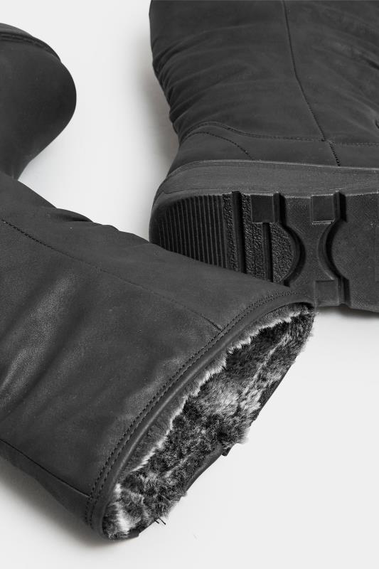 Black Fur Lined Calf Boots In Wide E Fit & Wide EEE Fit | Yours Clothing 5