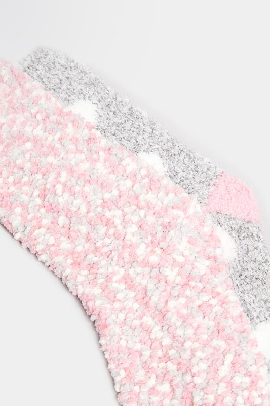 YOURS 2 PACK Pink & Grey Cosy Textured Ankle Socks | Yours Clothing 4