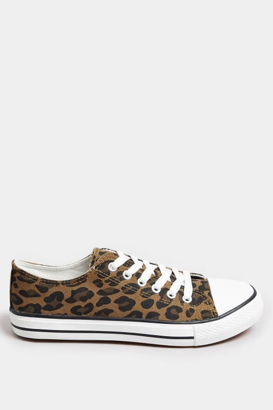 Plus Size Brown Leopard Print Low Trainers In Wide E Fit | Yours Clothing 3