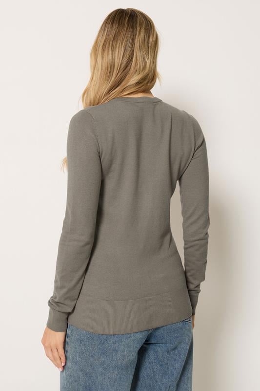 LTS Tall Mocha Brown Crew Neck Button Cardigan | Long Tall Sally 2