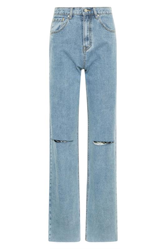 LTS Tall Women's Blue Ripped Knee High Rise Jeans | Long Tall Sally 4