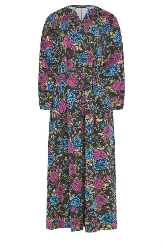 LTS Tall Black Floral Belted Maxi Dress | Long Tall Sally 5