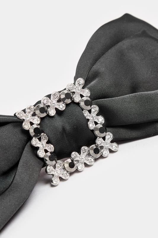 Black Bow Diamante Hair Clip | Yours Clothing 3