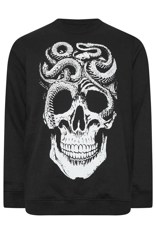 BadRhino Big & Tall Black Skull & Snake Graphic Sweatshirt