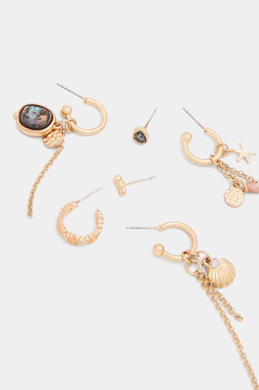 6 PACK Gold Tone Hoop & Stud Earrings Set | Yours Clothing 2
