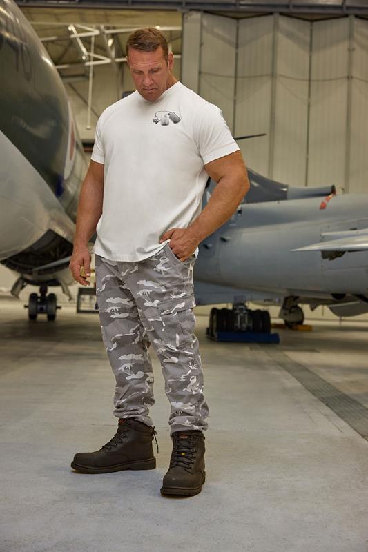 BadRhino Big & Tall Grey Camo Print Cargo Trousers