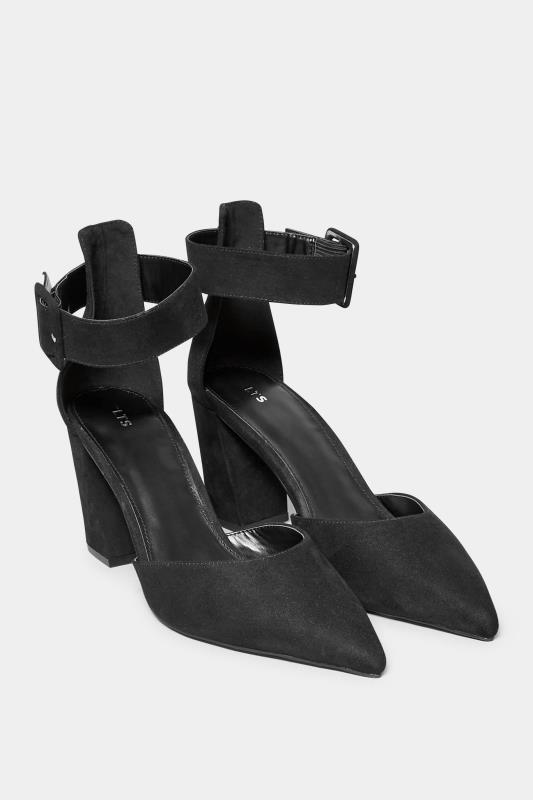 LTS Black Pointed Block Heel Court Shoes In Standard Fit | Long Tall Sally 2