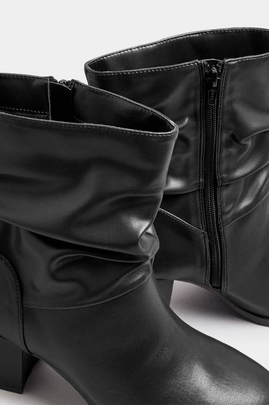 Black Faux Leather Slouch Ankle Boots In Wide E Fit | Yours Clothing 5