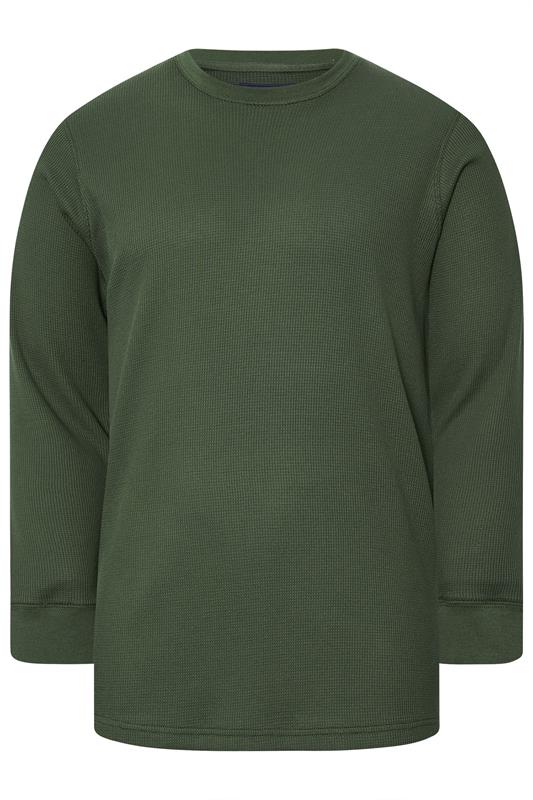 BadRhino Big & Tall Dark Green Waffle Texture Long sleeve T-Shirt | BadRhino 5