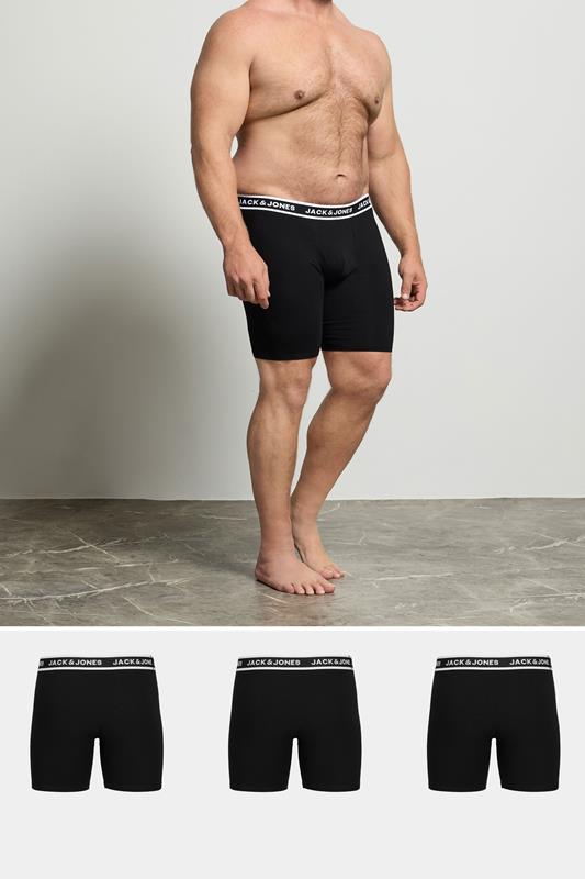 Men's  JACK & JONES Big & Tall 3 Pack Black Contrast Boxers