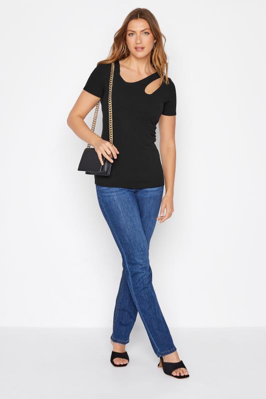 LTS Tall Women's Black Cut Out Detail T-Shirt | Long Tall Sally 2