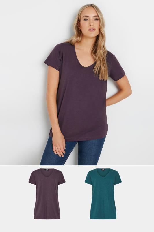 Tall  LTS Tall 2 Pack Purple & Blue V-Neck T-Shirts