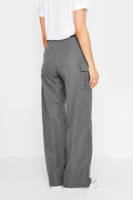 LTS Tall Women's Grey Belted Wide Leg Cargo Trousers | Long Tall Sally 3
