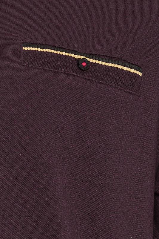 D555 Big & Tall Burgundy Red Jacquard Pique Polo Shirt | BadRhino 3