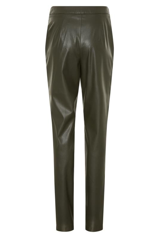 Tall Women's LTS Khaki Green Faux Leather Slim Leg Trousers | Long Tall Sally 4