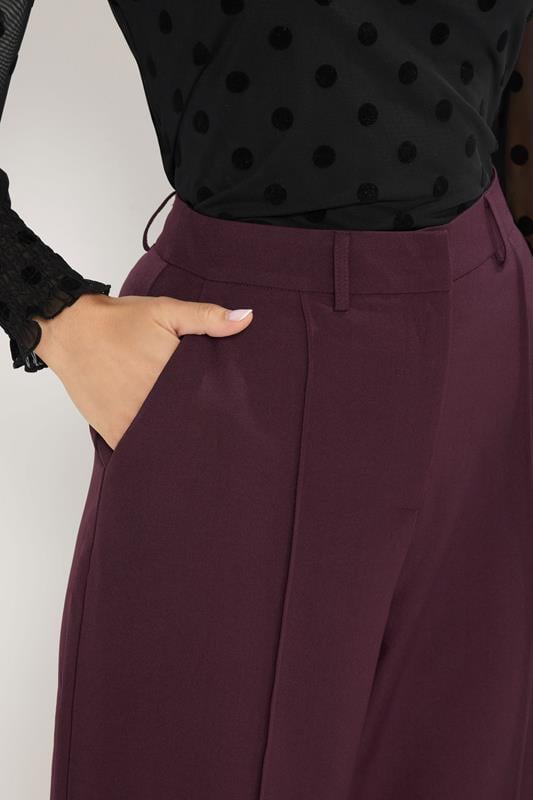 LTS Tall Dark Red Seam Front Wide Leg Trousers | Long Tall Sally 4